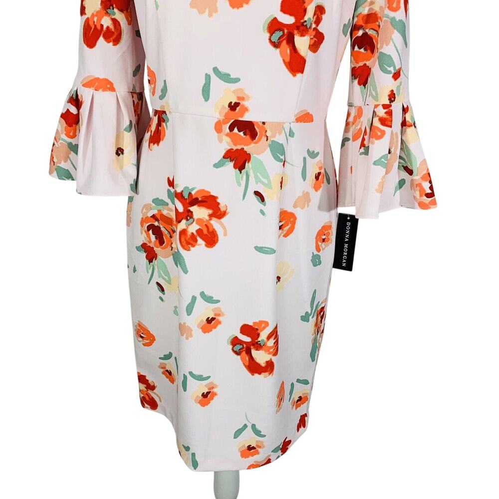 New Donna Morgan Womans Sz 6 Dress Floral Crepe Bell Sleeve NWT - Picture 4 of 7